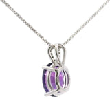 Brand New 14k White Gold Amethyst and Diamond Pendant Necklace 18"