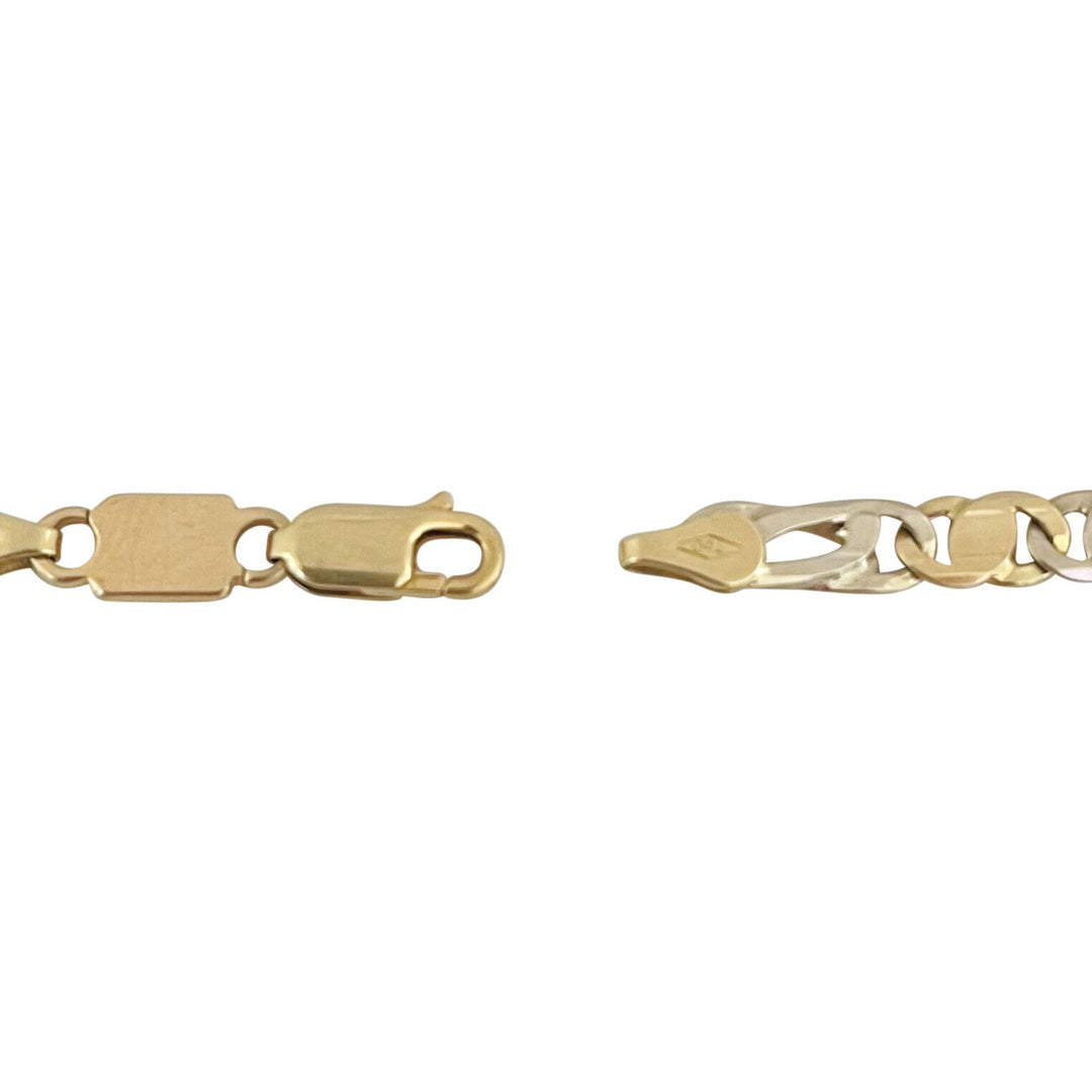 18k Yellow & White Gold 10.2g Men's Two Tone 5mm Fancy Link Bracelet Italy 8.25"
