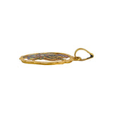 22k Yellow Gold and Enamel 2.9g Diamond Cut Goddess Pendant 1.5"