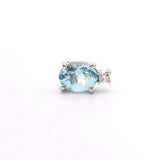 Brand New Aquamarine and Diamond Stud Earrings in 14k White Gold