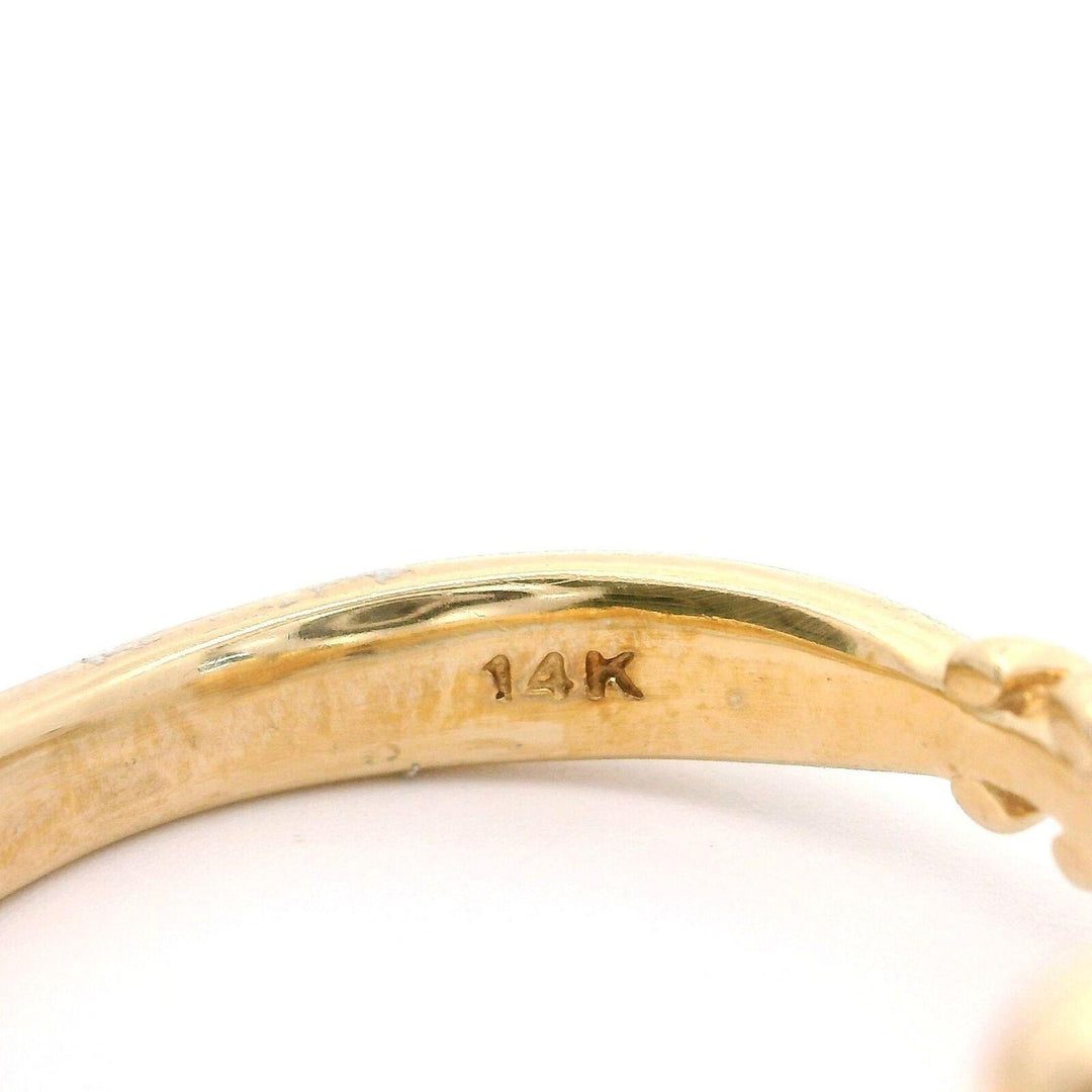 14k Yellow Gold Pearl and Diamond Ring Size 7.5