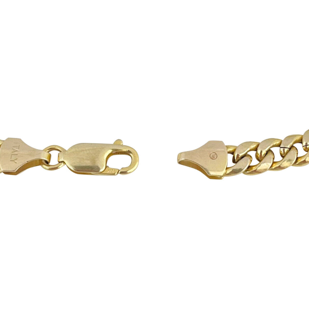 10k Yellow Gold 7.5g Hollow Light 5mm Men's Curb Link Bracelet Italy 8.5"