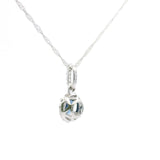 Brand New 14k White Gold Sapphire and Diamond Halo Pendant Necklace 18"