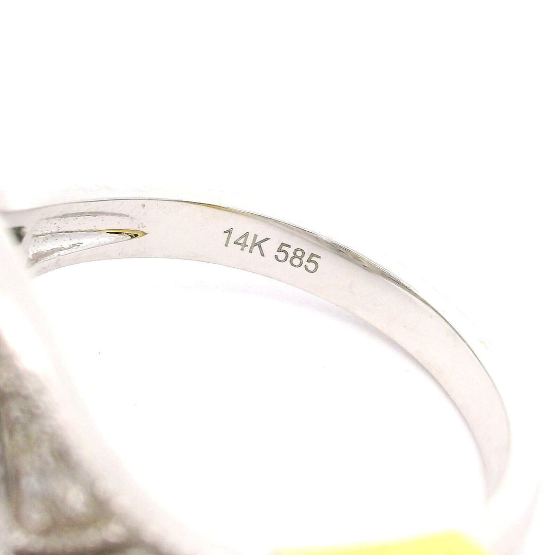 Brand New Sapphire &amp; Diamond Art Deco Style Ring 14k White Gold Size 6.5