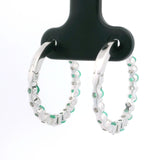 Brand New 14k White Gold Emerald and Diamond Hoop Earrings