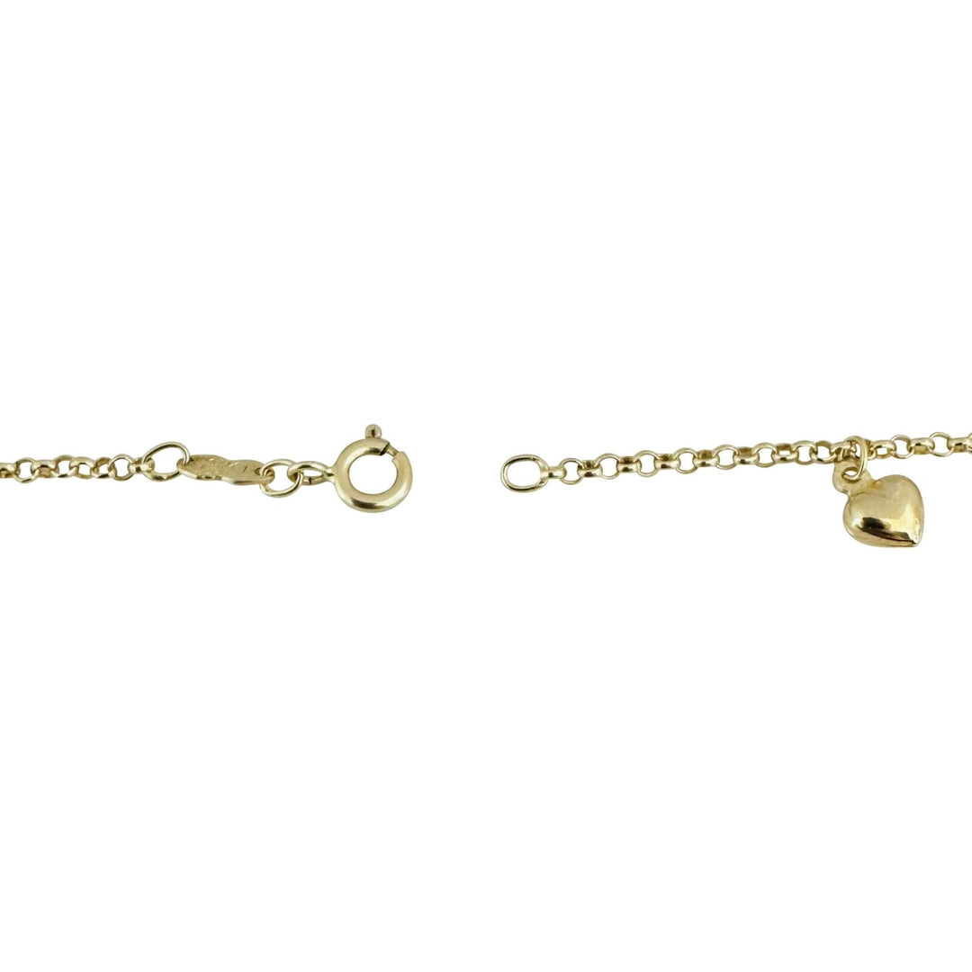 14k Yellow Gold 4g Hollow Light Key and Heart Charm Cable Link Anklet 9.5"