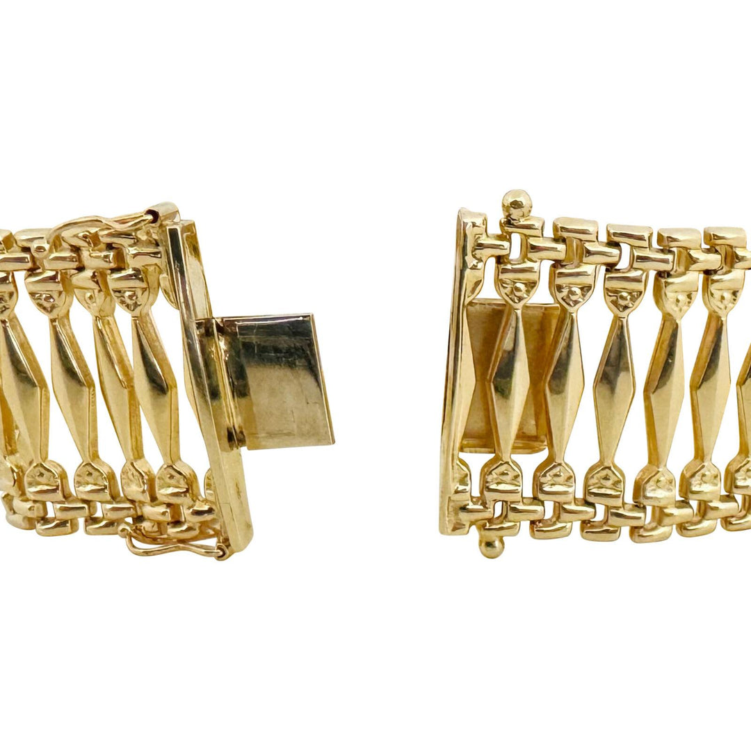 14k Yellow Gold 26.8g Vintage Wide 25mm Fancy Link Bracelet Italy 7"
