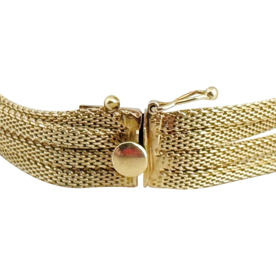 14k Yellow Gold 22.2g Ladies 11mm Four Strand Mesh Link Bracelet 7"