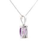 Brand New 14k White Gold Amethyst and Diamond Pendant Necklace 18"