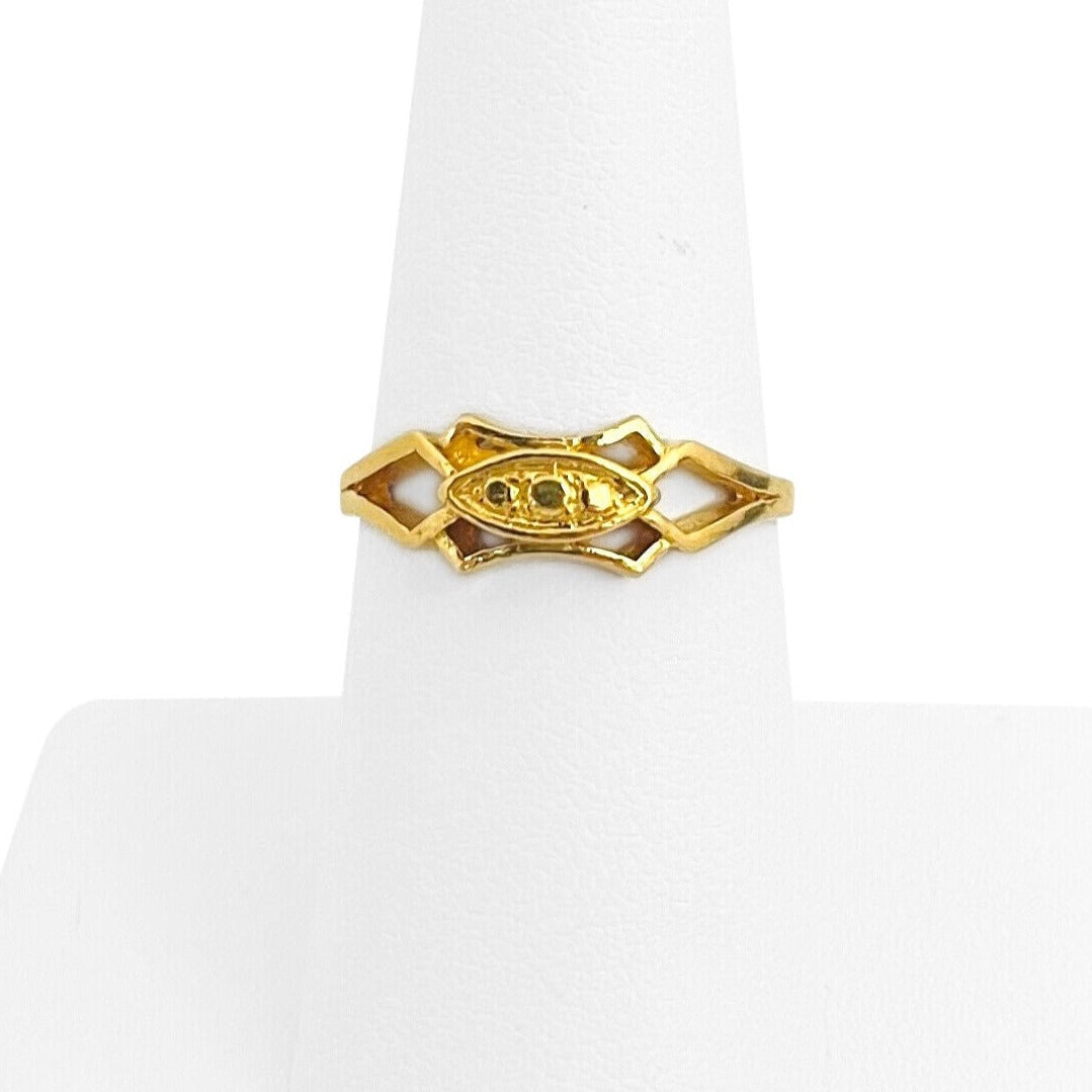 24k Pure Yellow Gold 3.7g Solid Ladies Fancy Ring Size 7