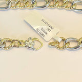 Brand New 14k Yellow and White Gold Two Tone Figaro Link Bracelet Italy 7.5"