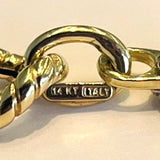Brand New 14k Yellow and White Gold Two Tone Figaro Link Bracelet Italy 7.5"