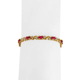 14k Yellow Gold 9.4g Ladies Ruby and Diamond Link Bracelet 7"