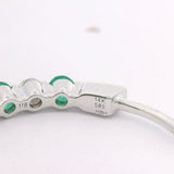 Brand New 14k White Gold Emerald and Diamond Hoop Earrings