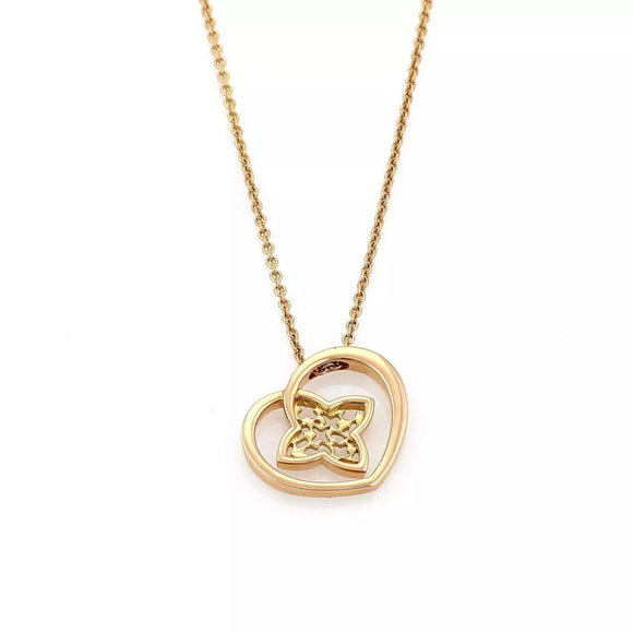 Louis Vuitton Monogram 18k Pink Gold Floral Heart Pendant Necklace 16.5