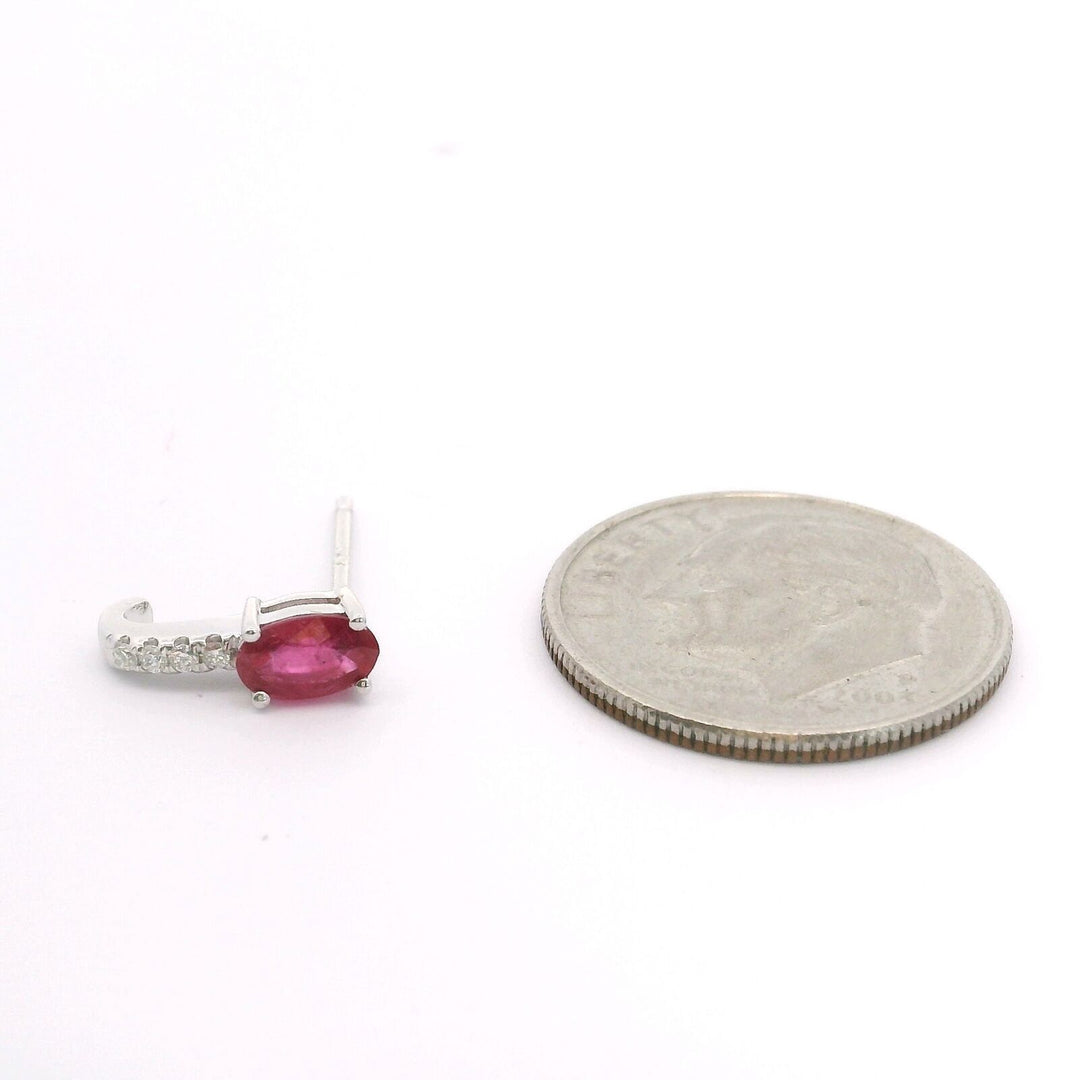 Brand New Ruby and Diamond Stud Earrings in 14k White Gold