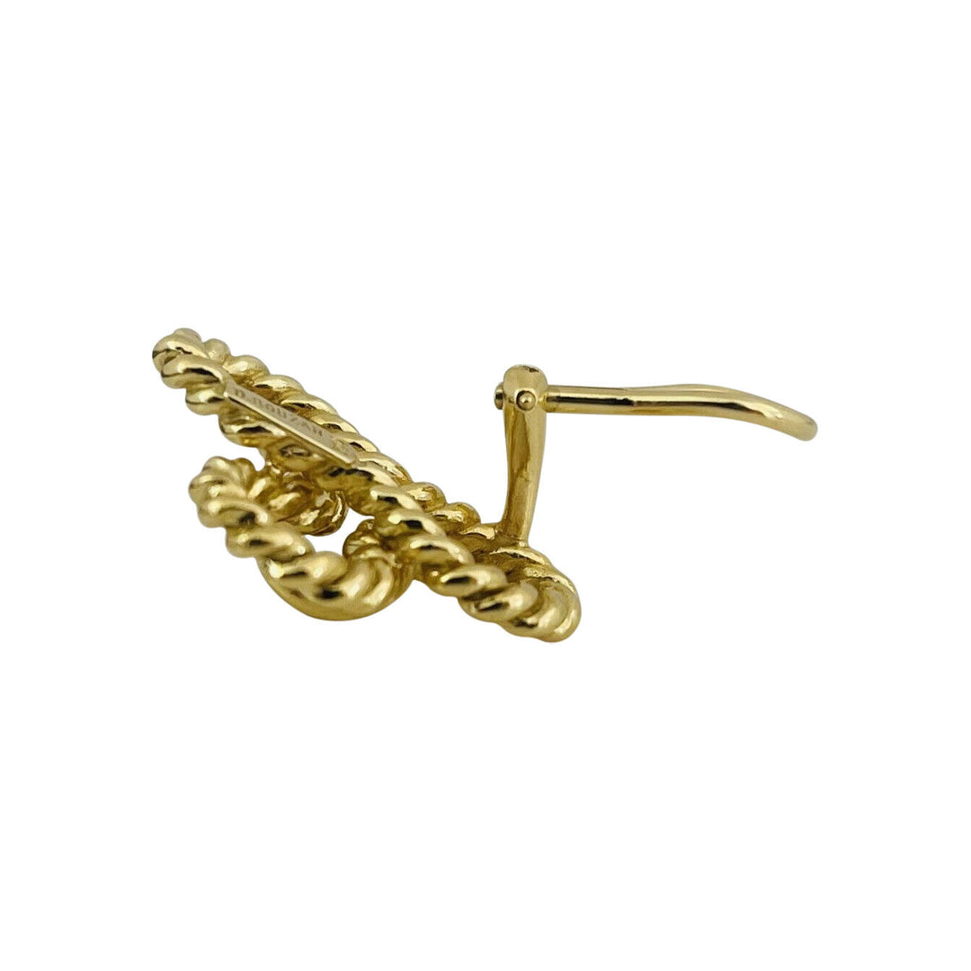 Bouzan 18k Yellow Gold 16.3g Ladies Clover Rope Twist Clip On Earrings