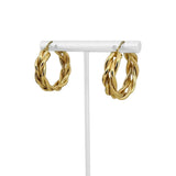 14k Yellow Gold 6.6g Ladies Polished Braided Hoop Earrings