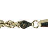 14k Yellow Gold 4.6g Hollow Men's 3.5mm Rope Bracelet Peru 9"