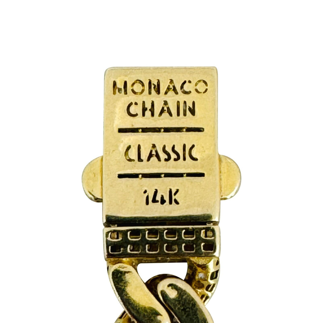 14k Yellow Gold 34.3g Men's Cubic Zirconia 7.5mm Cuban Link Chain Necklace 20"