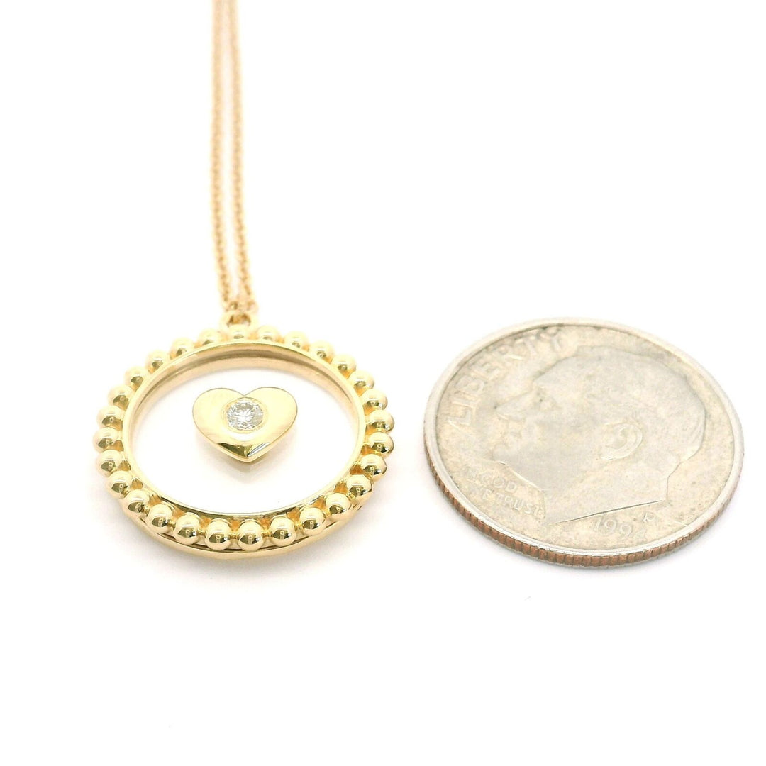 Brand New 14k Yellow Gold Floating Diamond Circle Pendant Necklace 18"