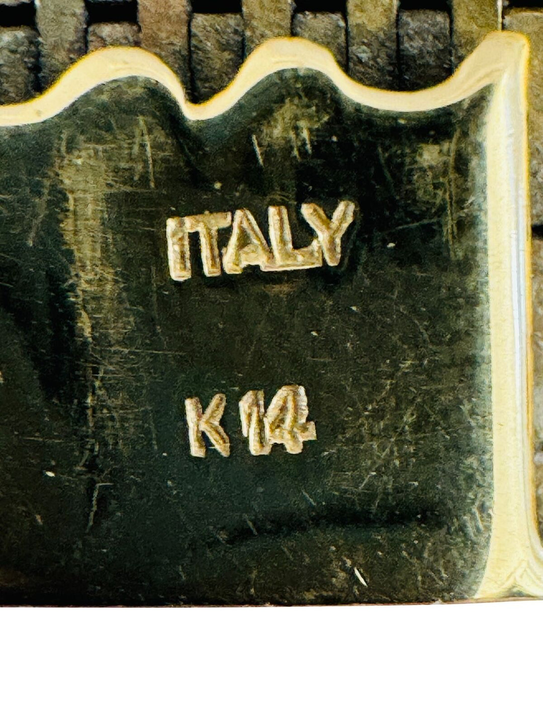 14k Tri Tone Gold 43.3g Solid 16mm Fancy Brick Link Strap Bracelet Italy 7"