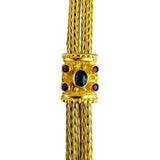 18k Yellow Gold 48g Vintage Sapphire and Ruby 12mm Wheat Link Bracelet 7.5"