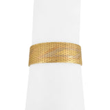 14k Tri Tone Gold 43.3g Solid 16mm Fancy Brick Link Strap Bracelet Italy 7"