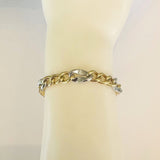 Brand New 14k Yellow and White Gold Two Tone Figaro Link Bracelet Italy 7.25"