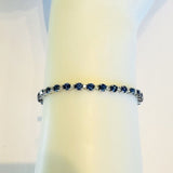 Brand New 14k White Gold Blue Sapphire and Diamond Tennis Bracelet 7"