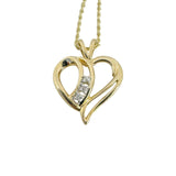 14k Yellow Gold and Diamond 5.4g Ladies Heart Pendant Necklace 18"