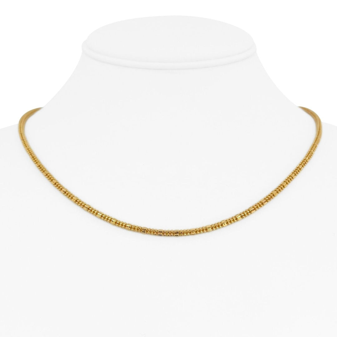 22k Yellow Gold 12.2g Ladies 2.5mm Beaded Fancy Link Necklace 18"