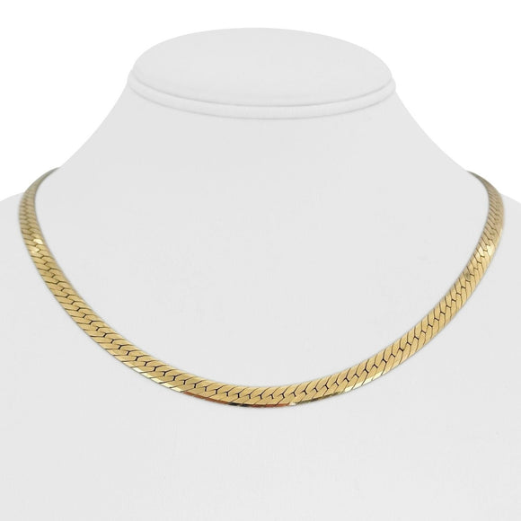 14k Yellow Gold 20.5g Solid Thick 5mm Herringbone Link Chain Necklace Italy 18