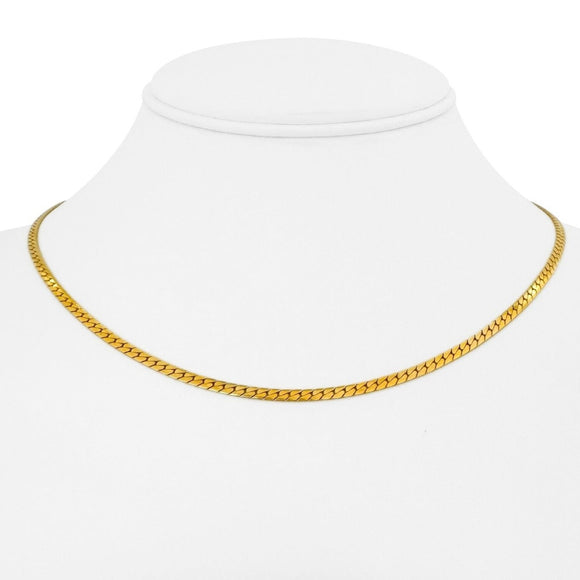 22k Yellow Gold 10g Ladies 2.5mm Flattened Curb Link Chain Necklace 16