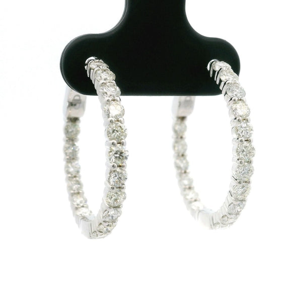 Brand New 2cttw Natural Diamond Inside Out Hoop Earrings in 14k White Gold