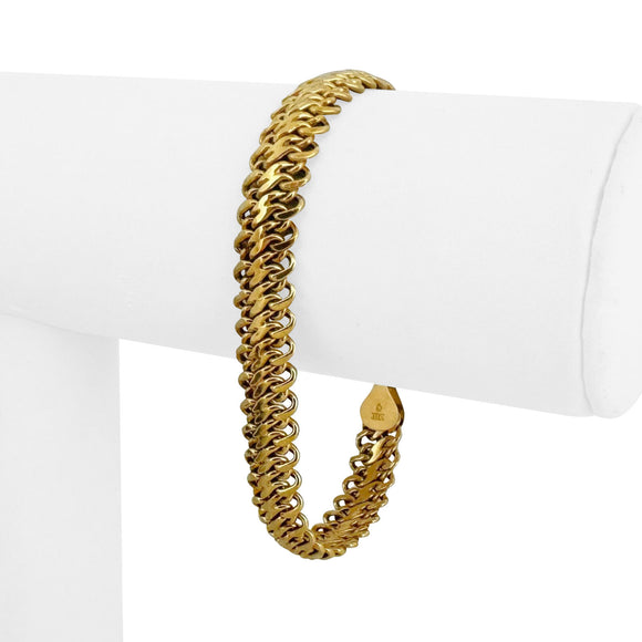 14k Yellow Gold 7.5g Ladies 10mm Fancy Link Chain Bracelet Italy 7.25