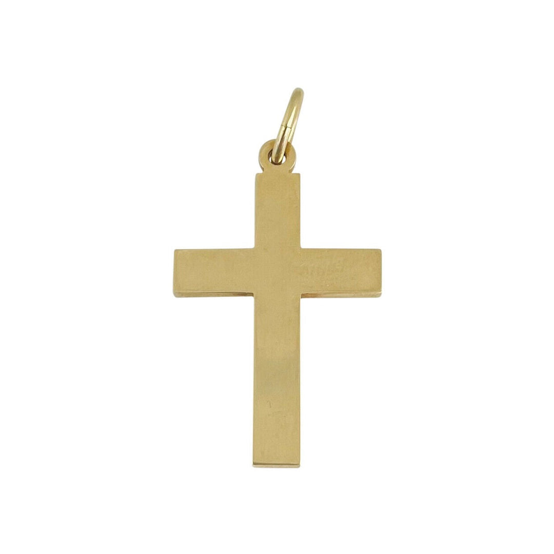 18k Yellow Gold 10.4g Solid Polished Cross Pendant 1.8"