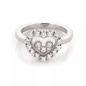 Chopard Happy Diamond 18k White Gold Heart Diamond Bezel Ring Size 5