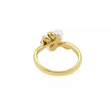 Mikimoto 18k Yellow Gold Akoya Pearl & Diamond Floral Ring Size 4