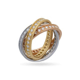 Cartier Trinity 18k Tricolor Gold and 1.60ct Diamond Triple Band Ring Size 5.5
