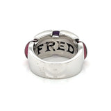 Fred of Paris 18k White Gold Pink Tourmaline Amethyst Band Ring Size 6