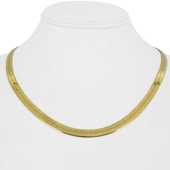 14k Yellow Gold 16g Solid Ladies 5mm Herringbone Link Necklace Italy 18