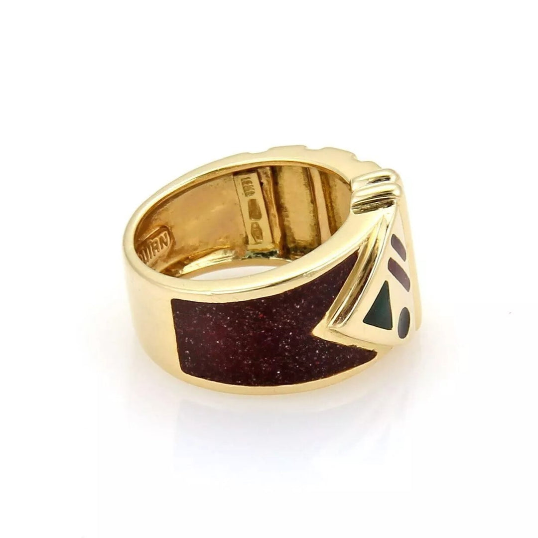 Gucci Metropolitan 18k Yellow Gold and Enamel Band Ring Italy Size 5.75
