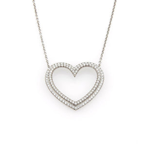 Tiffany & Co. Large Metro Diamond and Platinum Heart Pendant Necklace 16"