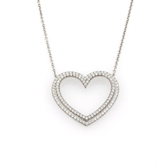Tiffany & Co. Large Metro Diamond and Platinum Heart Pendant Necklace 16