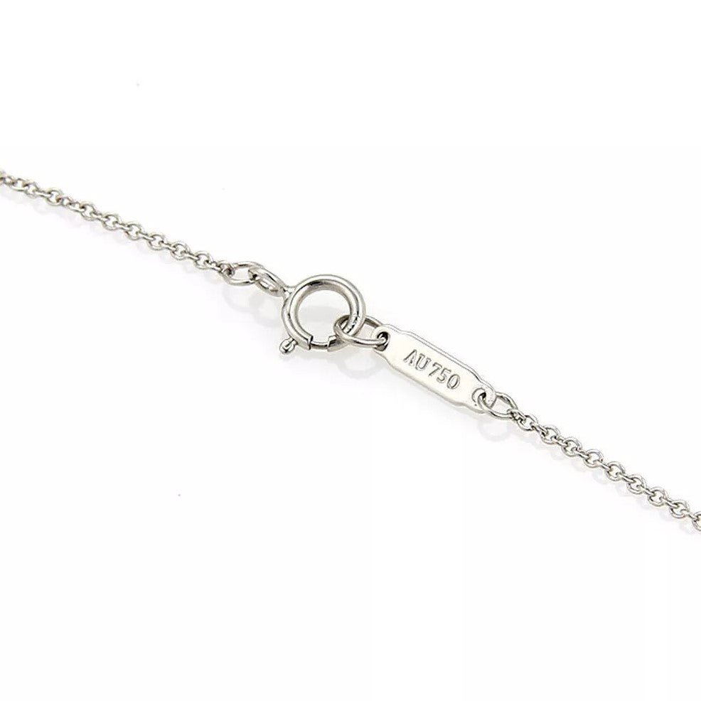 Tiffany & Co. 18k White Gold Mini Heart Pink Sapphire Pendant Necklace 16"