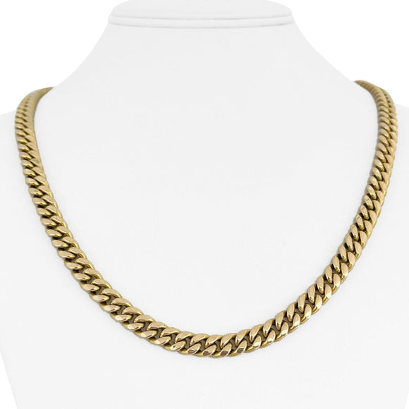 10k Yellow Gold 34.5g Hollow Polished 6.5mm Curb Cuban Link Chain Necklace 22