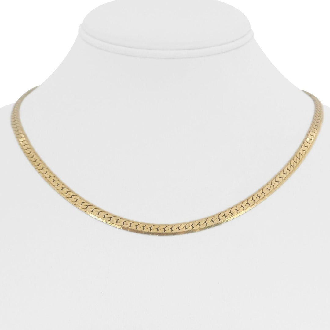 14k Yellow Gold 21g Solid Thick 4.5mm Beveled Edge Herringbone Necklace 18"