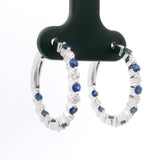 Brand New 14k White Gold Sapphire and Diamond Hoop Earrings