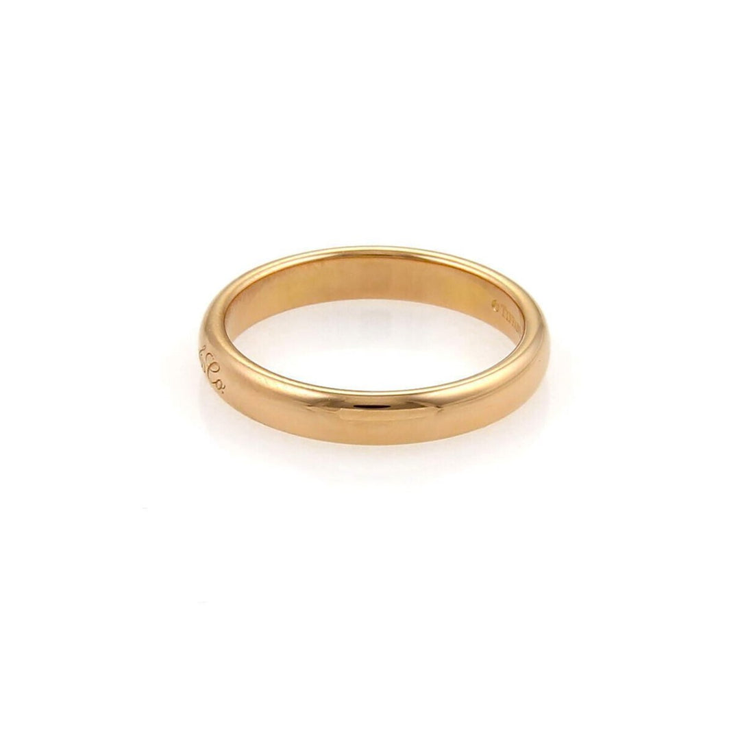 Tiffany & Co. Notes 18k Rose Gold 3mm Wide Dome Band Ring Size 5